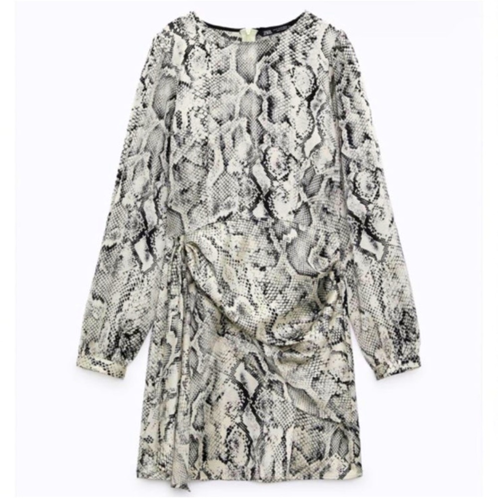 Snake print Satin-effect ZARA mini dress (Size S), (NWT)